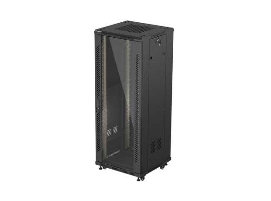 ARMÁRIO RACK DE 19" DE INSTALAÇÃO LIVRE 32U/600X600 (EMBALAGEM PLANA) COM PORTA DE VIDRO LANBERG PRETO