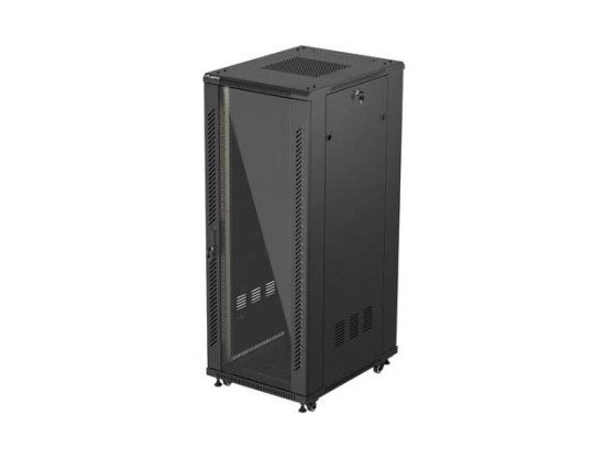 ARMÁRIO RACK DE 19" DE INSTALAÇÃO LIVRE 32U/600X800 (EMBALAGEM PLANA) COM PORTA DE VIDRO LANBERG PRETO