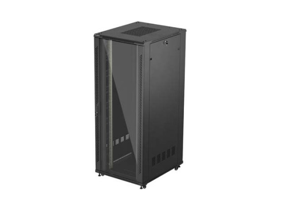 ARMÁRIO RACK DE 19" DE INSTALAÇÃO LIVRE 42U/800X1000 (EMBALAGEM PLANA) COM PORTA DE VIDRO LANBERG PRETO