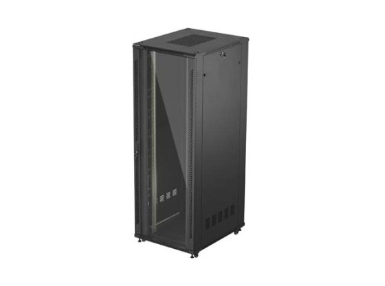 ARMÁRIO RACK DE 19" DE INSTALAÇÃO LIVRE 47U/800X1000 (EMBALAGEM PLANA) COM PORTA DE VIDRO LANBERG PRETO