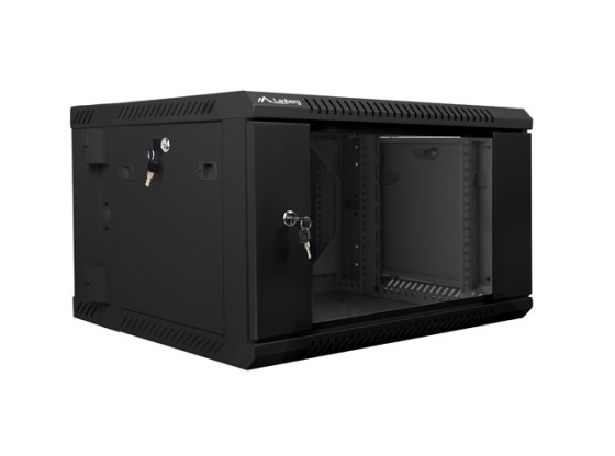 ARMÁRIO RACK DE 19" DE SECÇÃO DUPLA PARA MONTAGEM NA PAREDE 6U/600X600 (EMBALAGEM PLANA) LANBERG PRETO