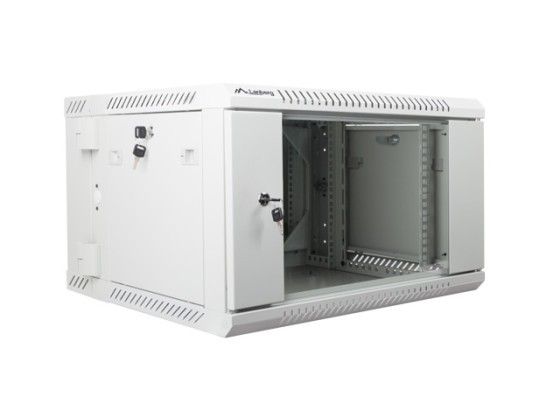 ARMÁRIO RACK DE 19" DE SECÇÃO DUPLA PARA MONTAGEM NA PAREDE 6U/600X600 (EMBALAGEM PLANA) LANBERG CINZENTO