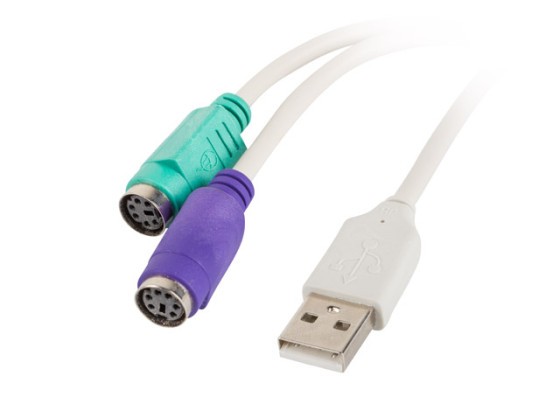 ADAPTADOR USB-A(M) 2.0-&gt;2X PS/2 BRANCO LANBERG