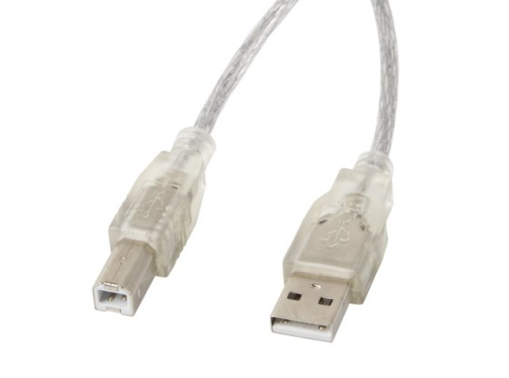 CABO USB-A(M)-&gt;USB-B(M) 2.0 1.8M FERRITE LANBERG TRANSPARENTE