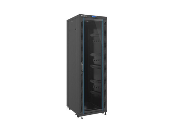 ARMÁRIO RACK DE 19" DE INSTALAÇÃO LIVRE 37U/600X800 (EMBALAGEM PLANA) COM PORTA DE VIDRO LCD PRETO LANBERG