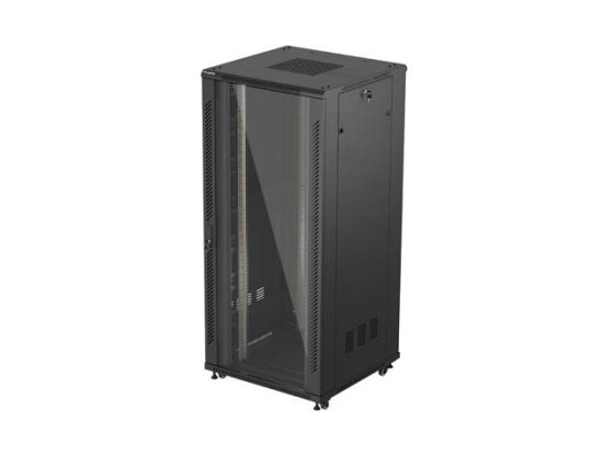 ARMÁRIO DE INSTALAÇÃO PARA MONTAGEM EM BASTIDOR 19" 37U 800X800 PORTA DE VIDRO PRETA LANBERG (EMBALAGEM PLANA)