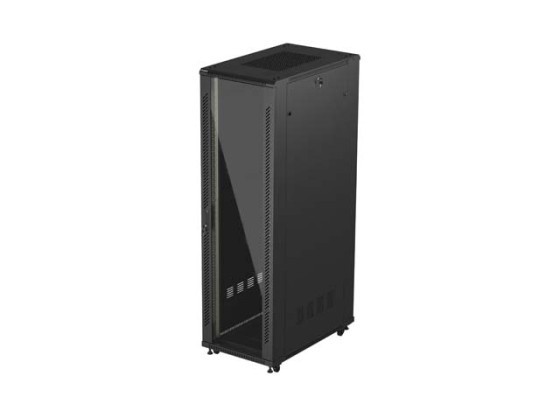 ARMÁRIO DE INSTALAÇÃO RACK 19" 42U 600X1000 PORTA DE VIDRO PRETO LANBERG (EMBALAGEM PLANA)