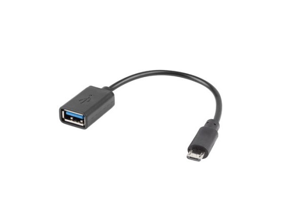 ADAPTADOR USB MICRO(M) 2.0-&gt;USB-A(F) 15CM OTG PRETO LANBERG