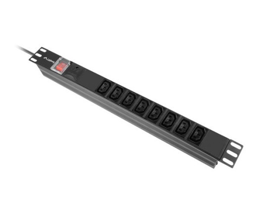 UNIDADE DE DISTRIBUIÇÃO DE ENERGIA (PDU) 19" LANBERG 1U 16A 2M 8X TOMADAS IEC C13 PRETO C20