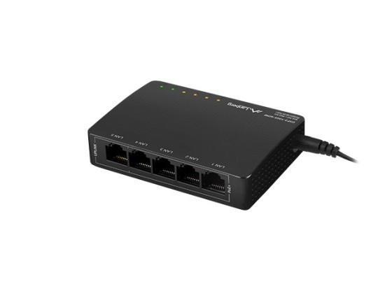 SWITCH LANBERG DSP3-1005-60W 5X 1GB POE+ (4 PORTAS POE 30W/PORTA MÁX 60W) DESKTOP NÃO GERIDO