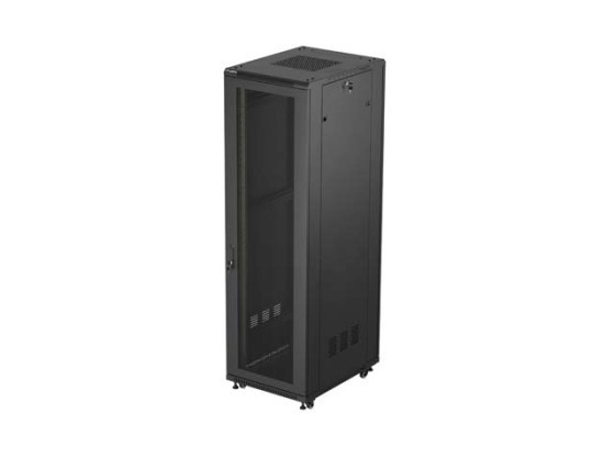 ARMÁRIO RACK DE 19" DE INSTALAÇÃO LIVRE 42U/600X800 (EMBALAGEM PLANA) COM PORTA DE REDE LANBERG PRETO