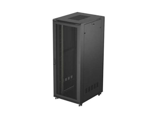 ARMÁRIO RACK DE 19" DE INSTALAÇÃO LIVRE 42U/800X1000 (EMBALAGEM PLANA) COM PORTA DE REDE LANBERG PRETO