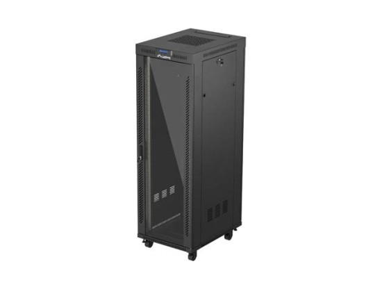 ARMÁRIO RACK DE 19" DE INSTALAÇÃO LIVRE 37U/600X800 (EMBALAGEM PLANA) COM PORTA DE VIDRO LCD PRETO LANBERG V2