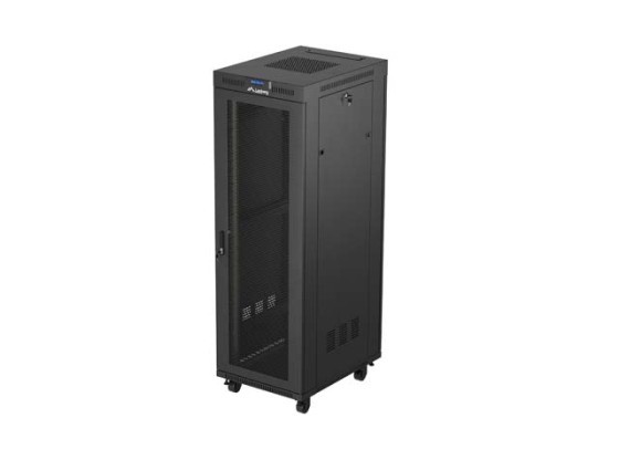 ARMÁRIO RACK DE 19" DE INSTALAÇÃO LIVRE 37U/600X800 (EMBALAGEM PLANA) COM PORTA DE REDE LCD PRETO LANBERG V2