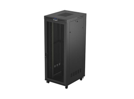 ARMÁRIO RACK DE 19" DE INSTALAÇÃO LIVRE 42U/800X1000 (EMBALAGEM PLANA) COM PORTA DE REDE LCD PRETO LANBERG V2