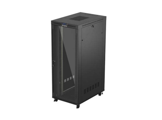 ARMÁRIO RACK 19" DE INSTALAÇÃO LIVRE 42U/800X1200 (EMBALAGEM PLANA) COM PORTA DE VIDRO LCD PRETO LANBERG V2