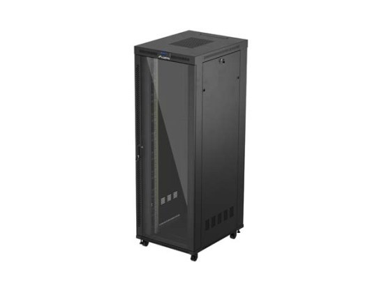 ARMÁRIO RACK 19" DE INSTALAÇÃO LIVRE 47U/800X1000 (EMBALAGEM PLANA) COM PORTA DE VIDRO LCD PRETO LANBERG V2
