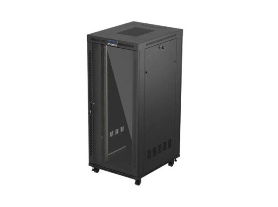 ARMÁRIO RACK DE 19" DE INSTALAÇÃO LIVRE 37U/800X1000 (EMBALAGEM PLANA) COM PORTA DE VIDRO LCD PRETO LANBERG V2