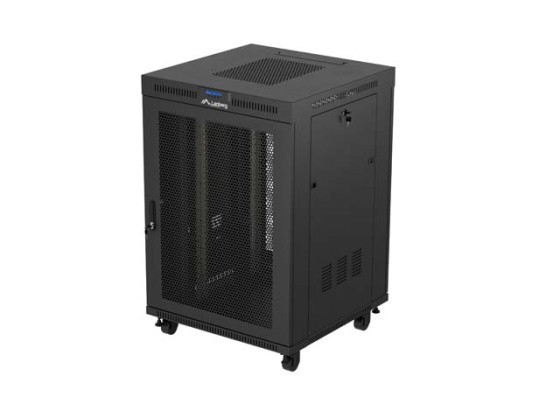 ARMÁRIO RACK 19" DE INSTALAÇÃO LIVRE 22U/800X800 (EMBALAGEM PLANA) PRETO COM PORTA DE VIDRO LCD LANBERG V2