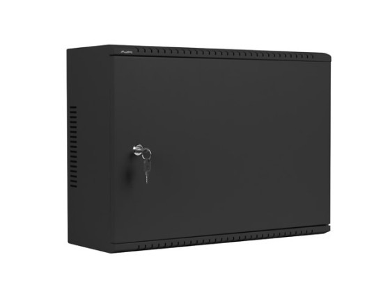 ARMÁRIO RACK 19" DE MONTAGEM NA PAREDE 4U+3U/540X200 DE BAIXO PERFIL PRETO LANBERG (MONTADO)