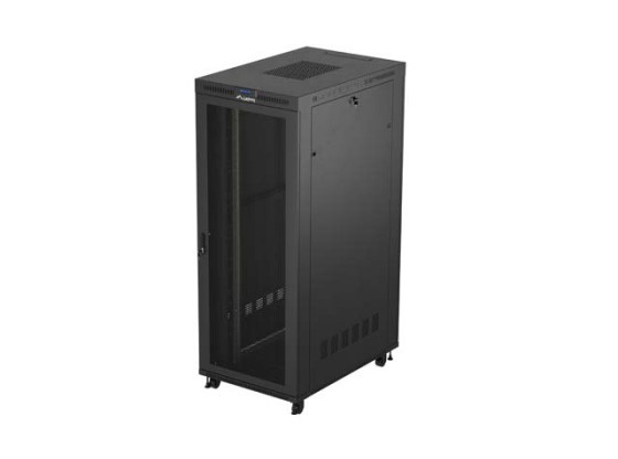 ARMÁRIO RACK DE 19" DE INSTALAÇÃO LIVRE 42U/800X1200 (EMBALAGEM PLANA) COM PORTA DE REDE LCD PRETO LANBERG V2