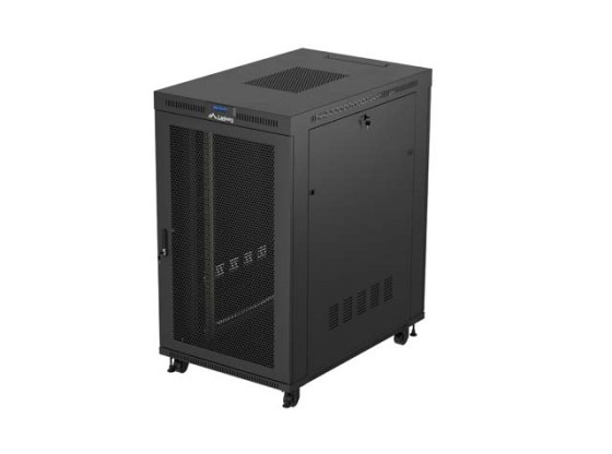 ARMÁRIO RACK DE 19" DE INSTALAÇÃO LIVRE 27U/800X1200 (EMBALAGEM PLANA) COM PORTA DE REDE LCD PRETO LANBERG