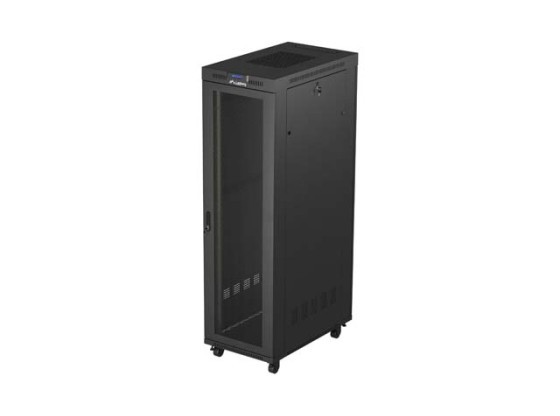 ARMÁRIO RACK DE 19" DE INSTALAÇÃO LIVRE 42U/600X1000 (EMBALAGEM PLANA) COM PORTA DE REDE LCD PRETO LANBERG V2