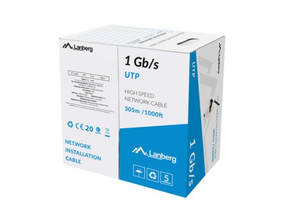 CABO LAN 1GB/S 305M SÓLIDO CCA PRETO LANBERG