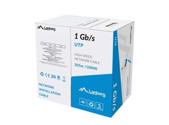 CABO LAN 1GB/S 305M SÓLIDO CCA AZUL LANBERG