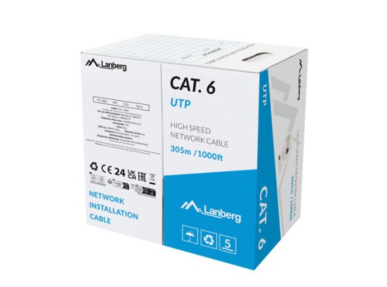 LAN UTP CAT.6 305M FIO CCA CINZENTO FLUKE PASSOU LANBERG