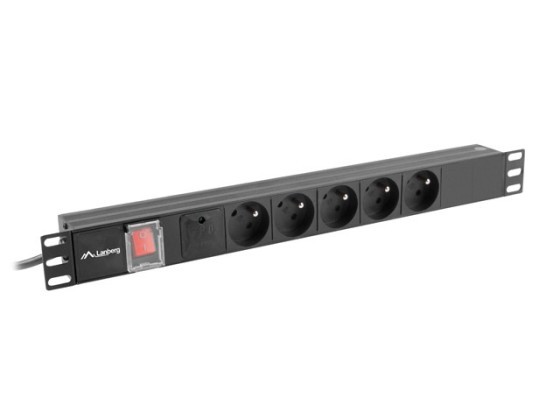 EXTENSÃO DE ALIMENTAÇÃO EM RACK PDU 19" LANBERG 1U 16A 5X 230V PL 2M PRETO