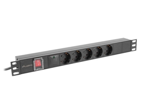 EXTENSÃO DE ALIMENTAÇÃO PDU 19" LANBERG 1U 16A 5X 230V SCHUKO 2M PRETO