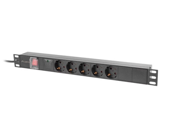 EXTENSÃO DE ALIMENTAÇÃO PDU 19" LANBERG 1U 16A 5X 230V SCHUKO 2M PRETO