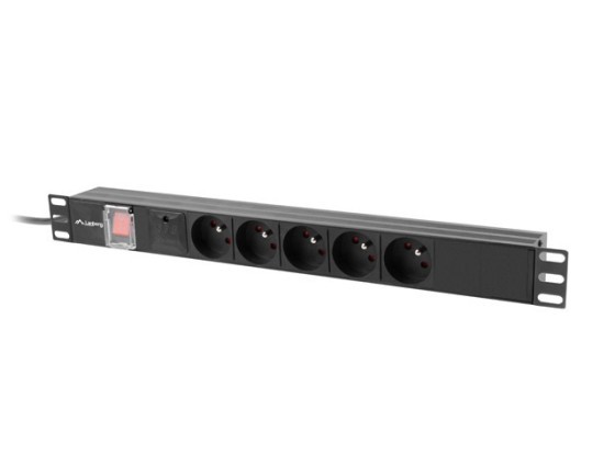 EXTENSÃO DE ALIMENTAÇÃO EM RACK PDU 19" LANBERG 1U 10A 5X 230V PL 2M PRETO C14