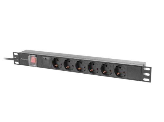 EXTENSÃO DE ALIMENTAÇÃO PDU 19" LANBERG 1U 16A 6X 230V SCHUKO 2M PRETO