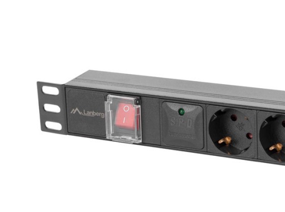 BLOCO DE DISTRIBUIÇÃO DE ENERGIA PDU 19" LANBERG 1U 10A 5X SCHUKO 2M PRETO C14