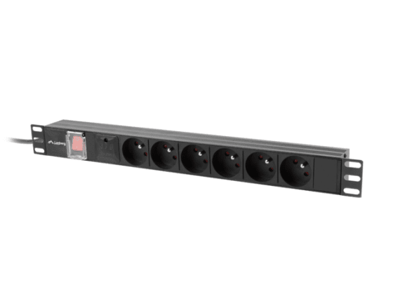 EXTENSÃO DE ALIMENTAÇÃO EM RACK PDU 19" LANBERG 1U 10A 6X 230V PL 2M PRETO C14