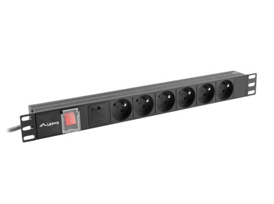 EXTENSÃO DE ALIMENTAÇÃO EM RACK PDU 19" LANBERG 1U 10A 6X 230V PL 2M PRETO C14