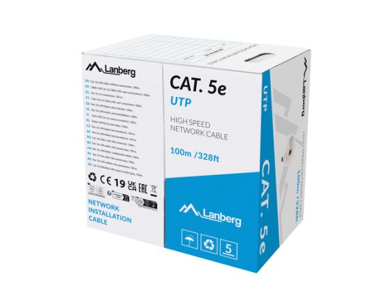 LAN UTP CAT.5E 100M CU WIRE GREY FLUKE PASSED LANBERG