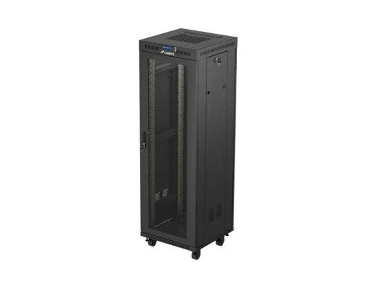 ARMÁRIO DE INSTALAÇÃO PARA MONTAGEM EM BASTIDOR 19" 37U 600X600 LCD PRETO PORTA PERFURADA LANBERG (EMBALAGEM PLANA)