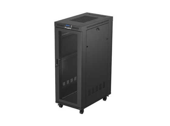 ARMÁRIO DE INSTALAÇÃO PARA MONTAGEM EM BASTIDOR 19" 32U 600X1000 PRETO LCD PORTA PERFURADA LANBERG (EMBALAGEM PLANA)