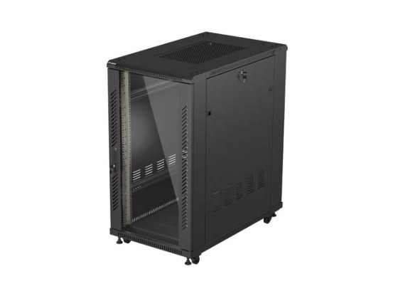 RACK DE INSTALAÇÃO 19" 22U 600X1000 PORTA DE VIDRO LANBERG PRETO (EMBALAGEM PLANA)