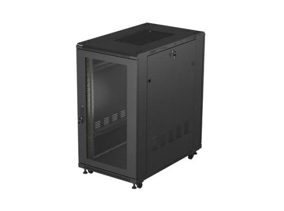 RACK DE INSTALAÇÃO 19" 22U 600X1000 PORTA PERFURADA PRETA LANBERG (EMBALAGEM PLANA)