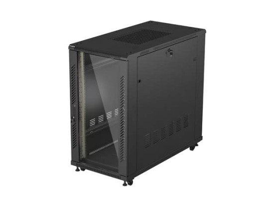 ARMÁRIO DE INSTALAÇÃO RACK 19" 22U 600X1200 PORTA DE VIDRO PRETO LANBERG (EMBALAGEM PLANA)