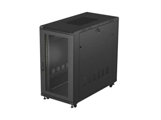 ARMÁRIO DE INSTALAÇÃO RACK 19" 22U 600X1200 PORTA PERFURADA PRETA LANBERG (EMBALAGEM PLANA)