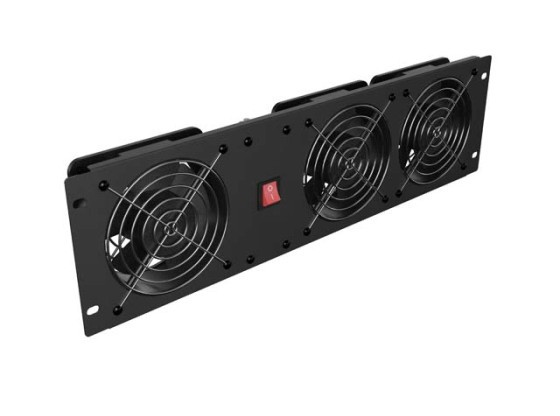 PAINEL DE VENTILAÇÃO VERTICAL 19" 3U PARA RACK TRÊS VENTILADORES 230V PRETO LANBERG