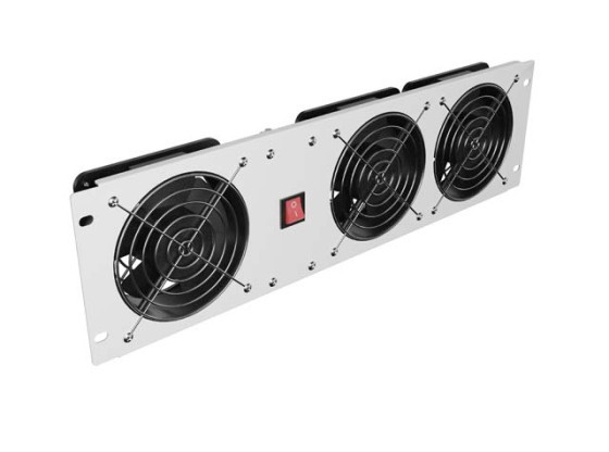 PAINEL DE VENTILAÇÃO VERTICAL 19" 3U PARA RACK TRÊS VENTILADORES 230V CINZENTO LANBERG