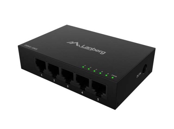 LANBERG SWITCH DSM1-1005 5X 1GB/S GIGABIT ETHERNET NÃO GERIDO DESKTOP 12V(CAIXA METÁLICA)