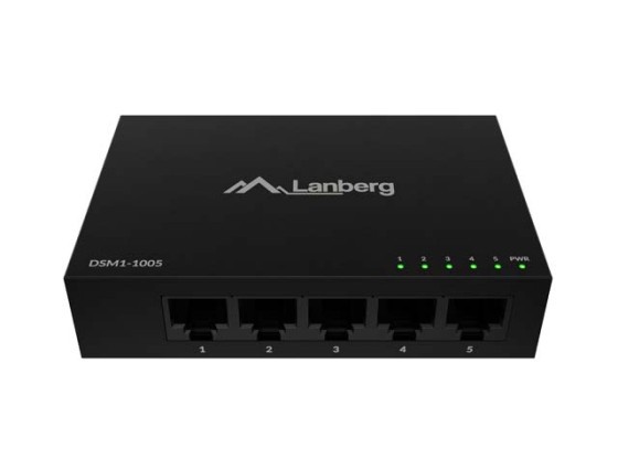 LANBERG SWITCH DSM1-1005 5X 1GB/S GIGABIT ETHERNET NÃO GERIDO DESKTOP 12V(CAIXA METÁLICA)