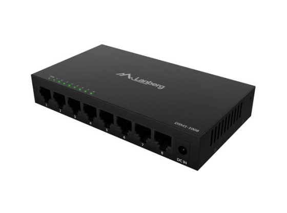 LANBERG SWITCH DSM1-1008 8X 1GB/S GIGABIT ETHERNET NÃO GERIDO DESKTOP 12V (CAIXA METÁLICA)